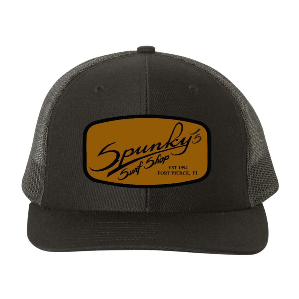 Spunky's - Black Trucker - Hat - Rectangle Leather Patch