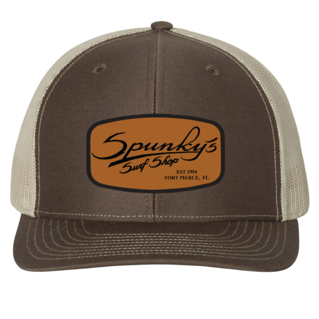 Spunky's - Brown Leather Trucker - Hat - Rectangle Leather Patch
