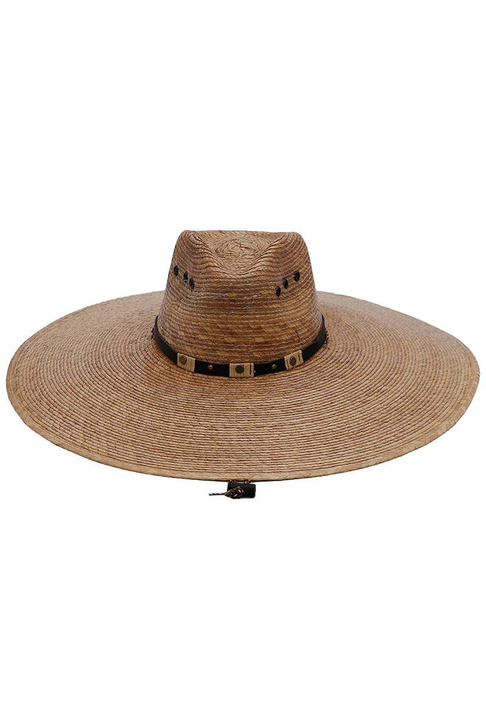 Cap Zone - Extra Wide Low Flat Brim Palm Straw Lifeguard Hat-Cap Zone-Tan-Spunkys Surf Shop LLC