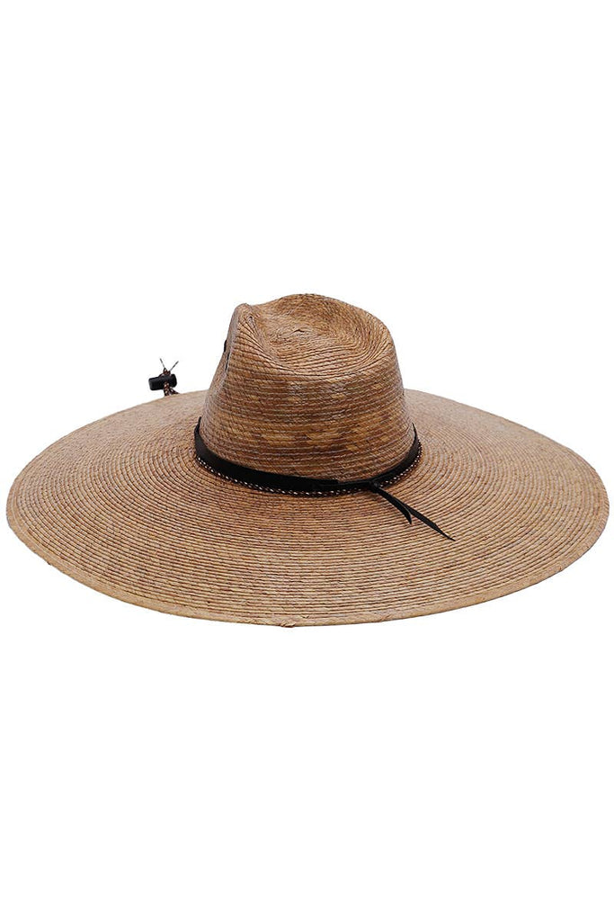 Cap Zone - Extra Wide Low Flat Brim Palm Straw Lifeguard Hat-Cap Zone-Tan-Spunkys Surf Shop LLC