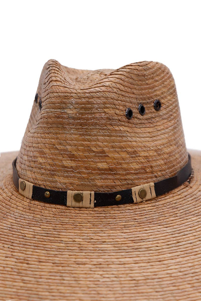 Cap Zone - Extra Wide Low Flat Brim Palm Straw Lifeguard Hat-Cap Zone-Tan-Spunkys Surf Shop LLC