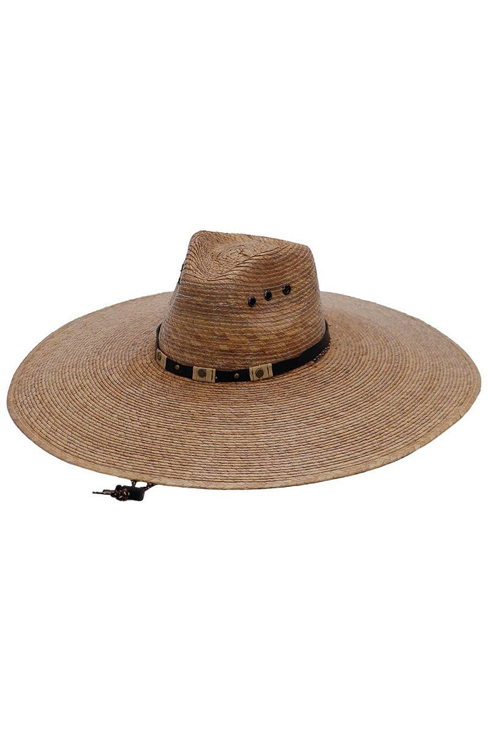 Cap Zone - Extra Wide Low Flat Brim Palm Straw Lifeguard Hat-Cap Zone-Tan-Spunkys Surf Shop LLC