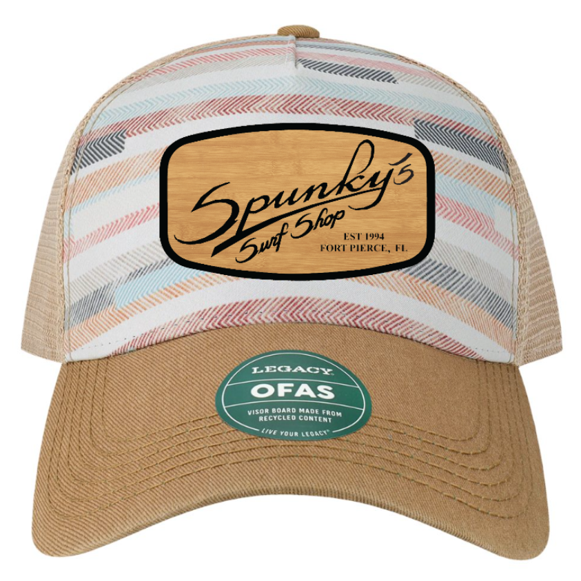 Spunky's - Fabric Stripes Trucker - Hat - Rectangle Bamboo Patch-Hats-Spunky's-Fabric Stripes-Spunkys Surf Shop LLC