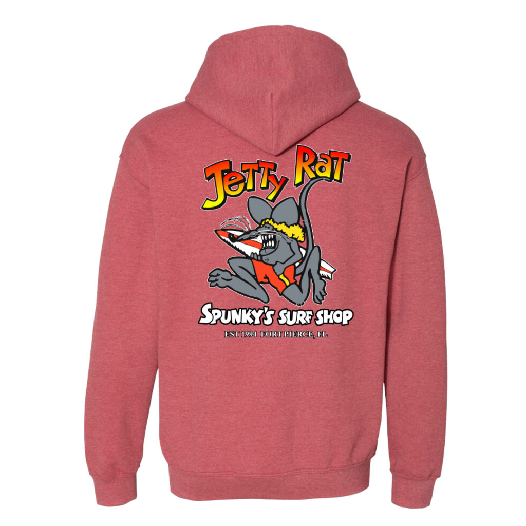 Spunky's - Full Zip Hoodie - Jetty Rat - Unisex-Hoodies-Spunky's-XS-Heather / Scarlet Red-Spunkys Surf Shop LLC