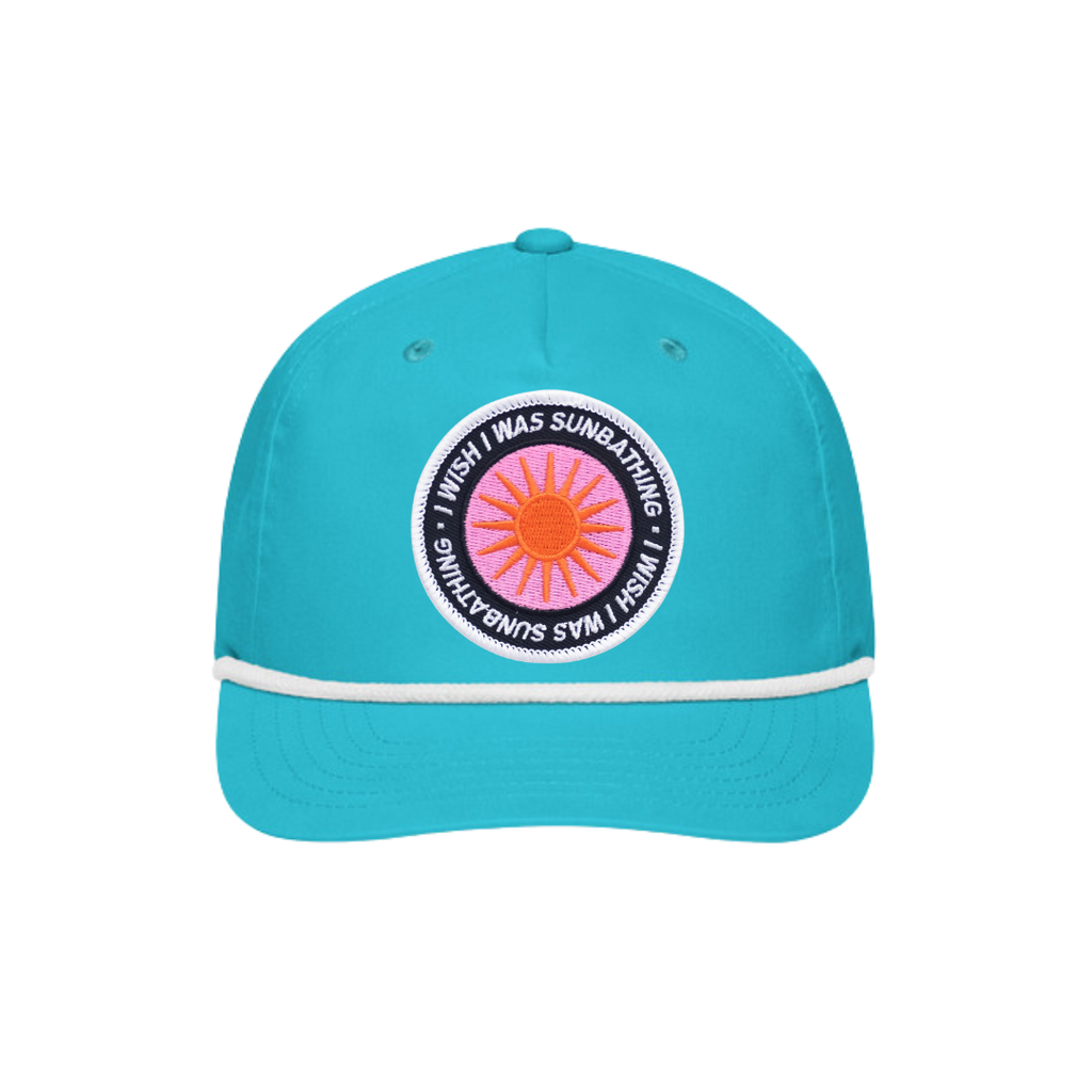 Spunky's - Turquoise Nautical Trucker - Hat - I wish I was sunbathing-Hats-Spunky's-Turquoise & White-I wish I was sunbathing-Spunkys Surf Shop LLC