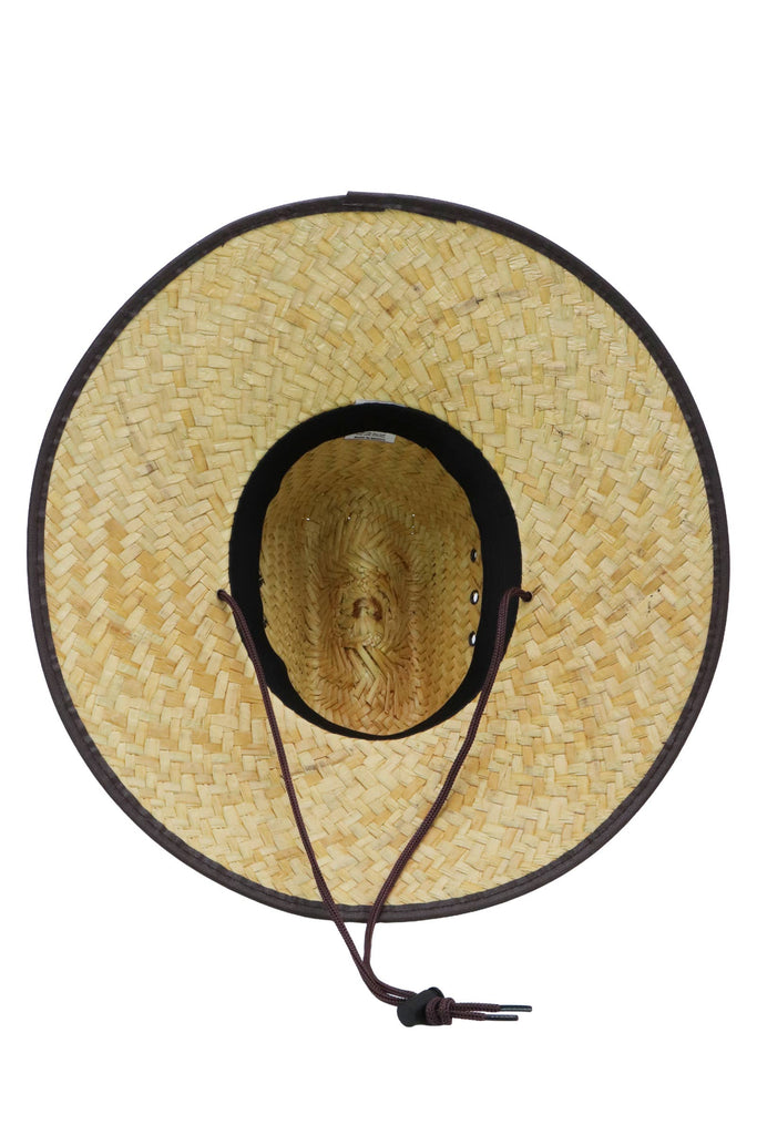 Cap Zone - Kids Eyeleted Vegan Leather Trim Straw Lifeguard Hat-Cap Zone-Natural/Brown-Spunkys Surf Shop LLC