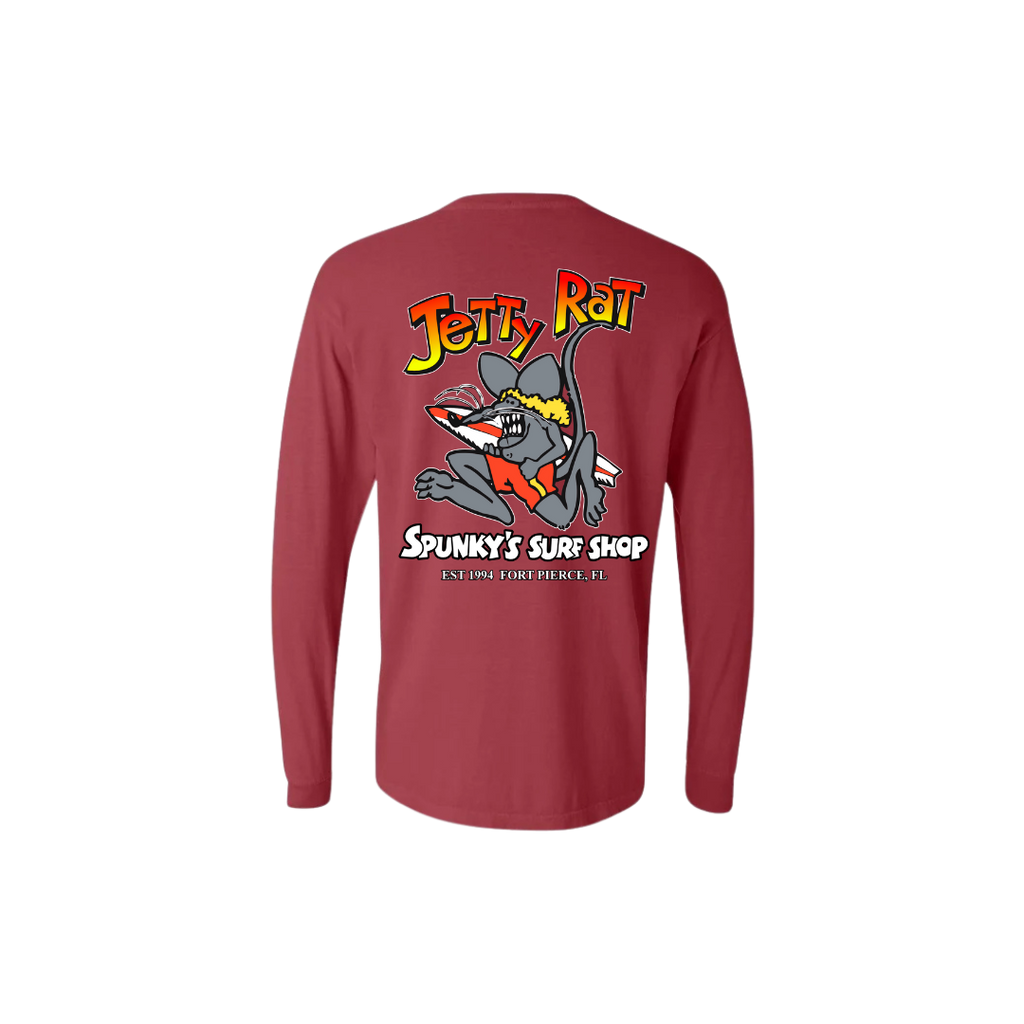 Spunky's - Long Sleeve Shirt - Jetty Rat - Men-T-Shirts-Spunky's-Crimson-S-Men-Spunkys Surf Shop LLC