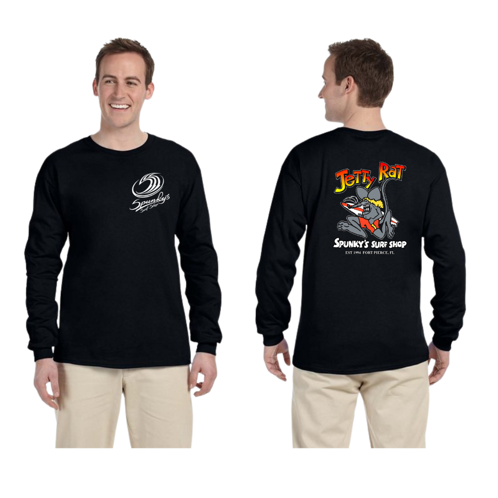 Spunky's - Long Sleeve Shirt - Jetty Rat - Men-T-Shirts-Spunky's-S-Men-Black-Spunkys Surf Shop LLC