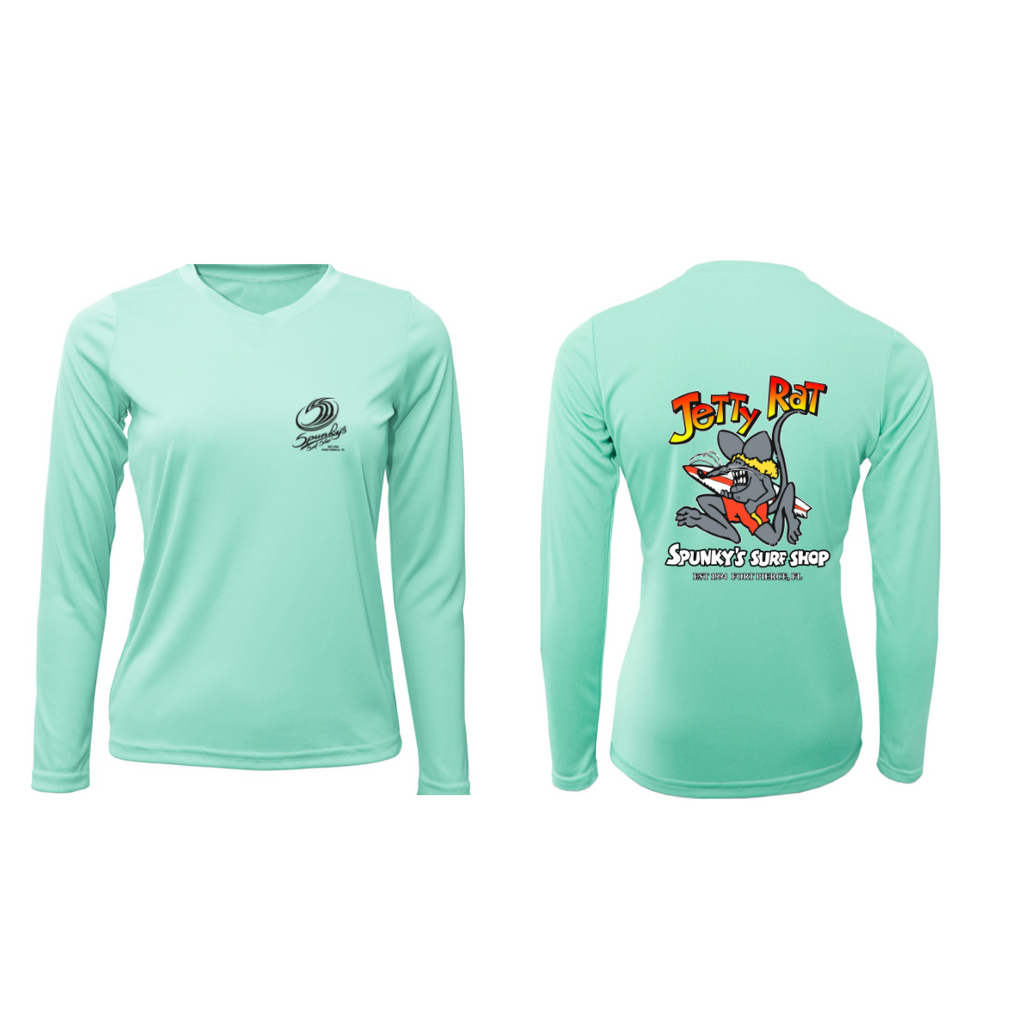 Spunky's - Perfomance Long Sleeve - Jetty Rat - Women - UPF 50-Performance T-Shirts-Spunky's-S-Seafoam-Spunkys Surf Shop LLC