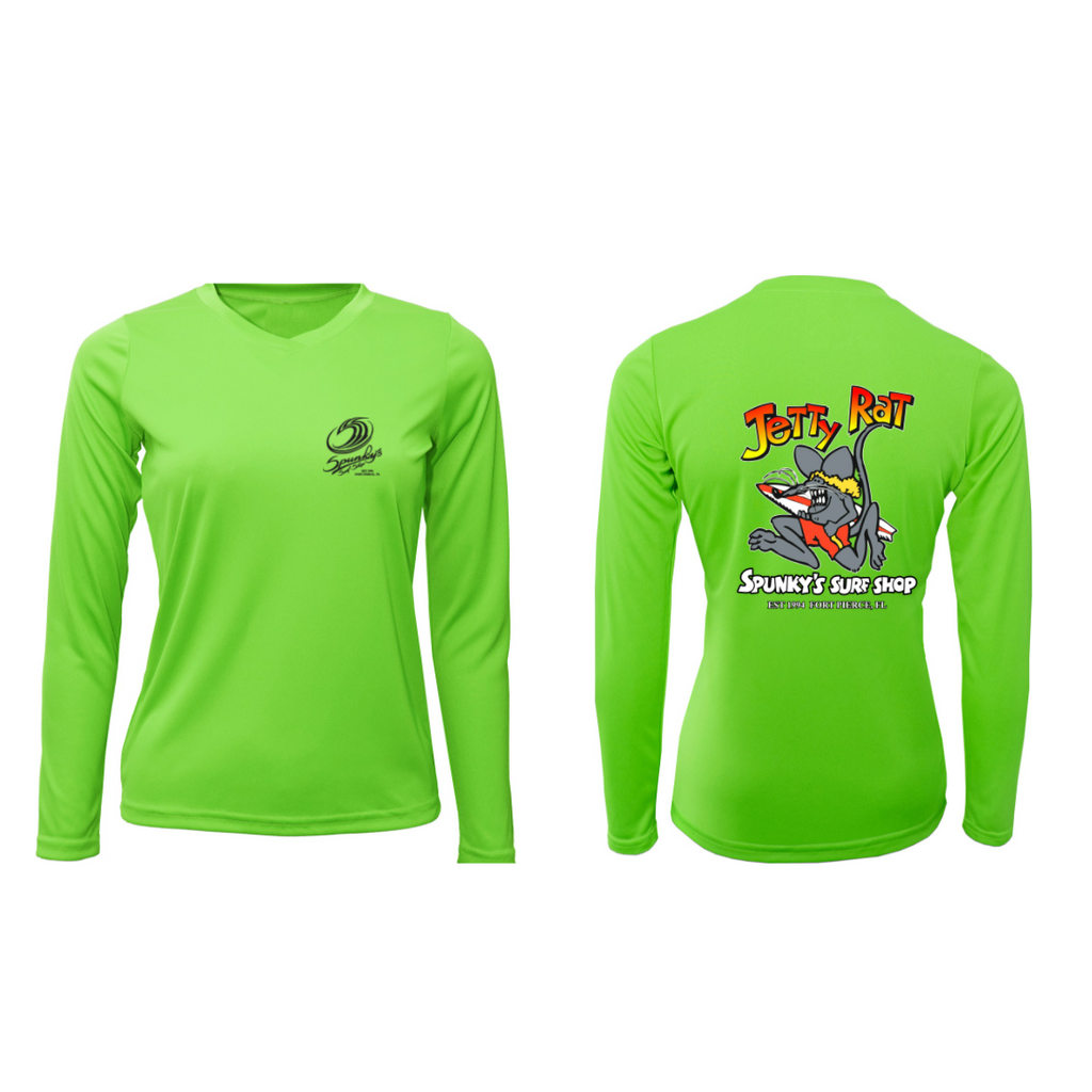 Spunky's - Perfomance Long Sleeve - Jetty Rat - Women - UPF 50-Performance T-Shirts-Spunky's-S-Lime-Spunkys Surf Shop LLC