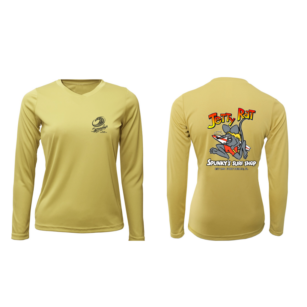 Spunky's - Perfomance Long Sleeve - Jetty Rat - Women - UPF 50-Performance T-Shirts-Spunky's-S-Gold-Spunkys Surf Shop LLC