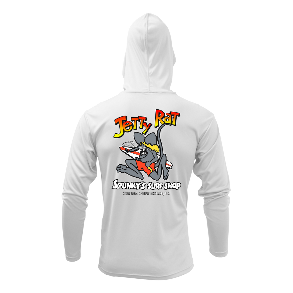 Spunky's - Performance Hoodie - The Jetty Rat - Unisex - UPF50-Performance Hoodies-Spunky's-White-XS-Unisex-Spunkys Surf Shop LLC