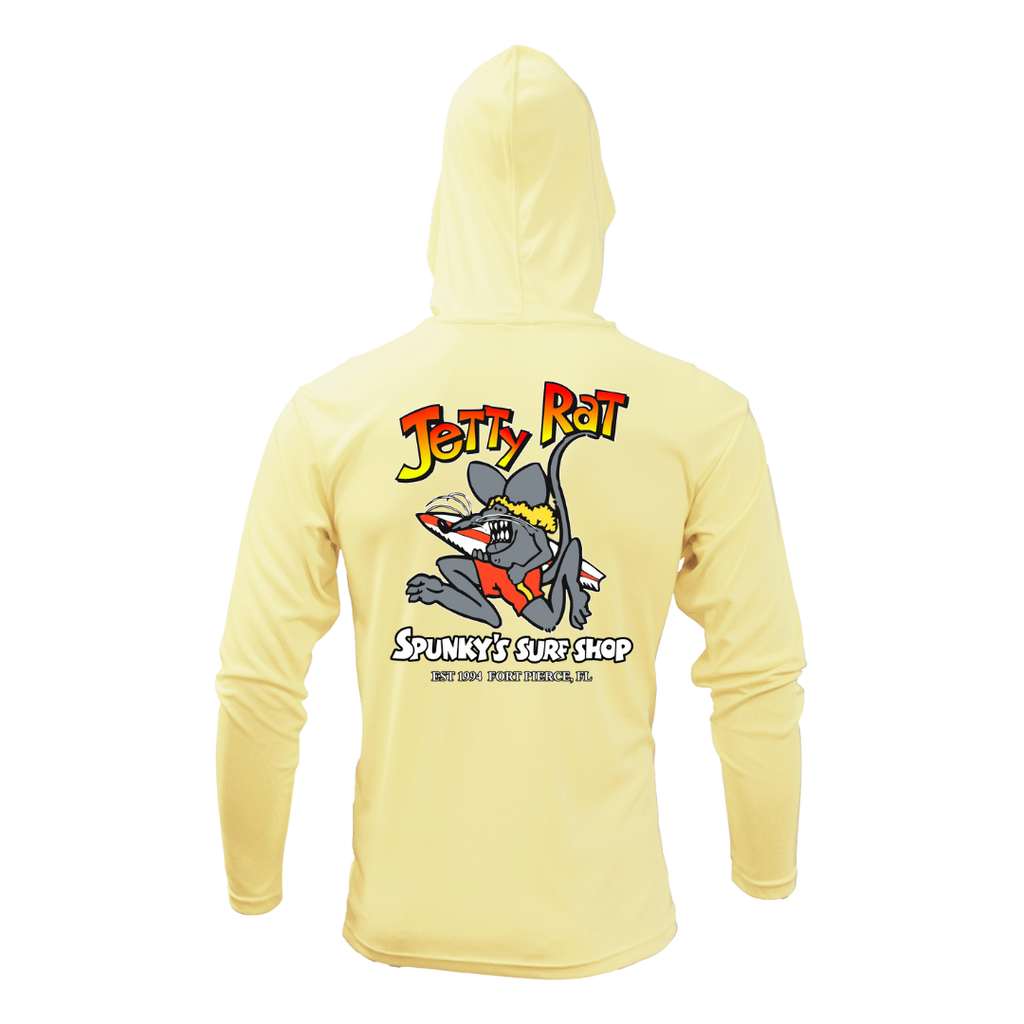 Spunky's - Performance Hoodie - The Jetty Rat - Unisex - UPF50-Performance Hoodies-Spunky's-Yellow-XS-Unisex-Spunkys Surf Shop LLC
