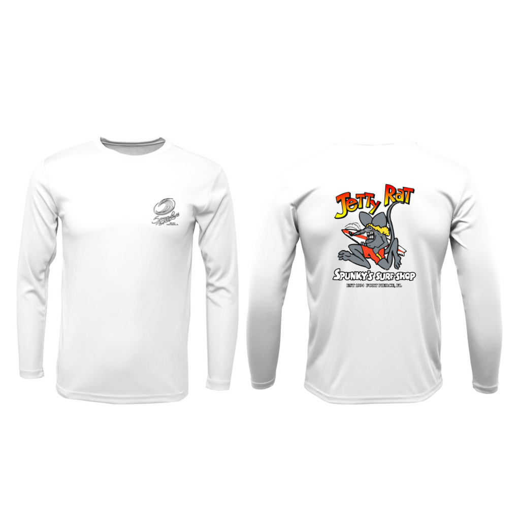 Spunky's - Performance Long Sleeve - Jetty Rat - Men - UPF 50-Performance T-Shirts-Spunky's-S-White-Spunkys Surf Shop LLC