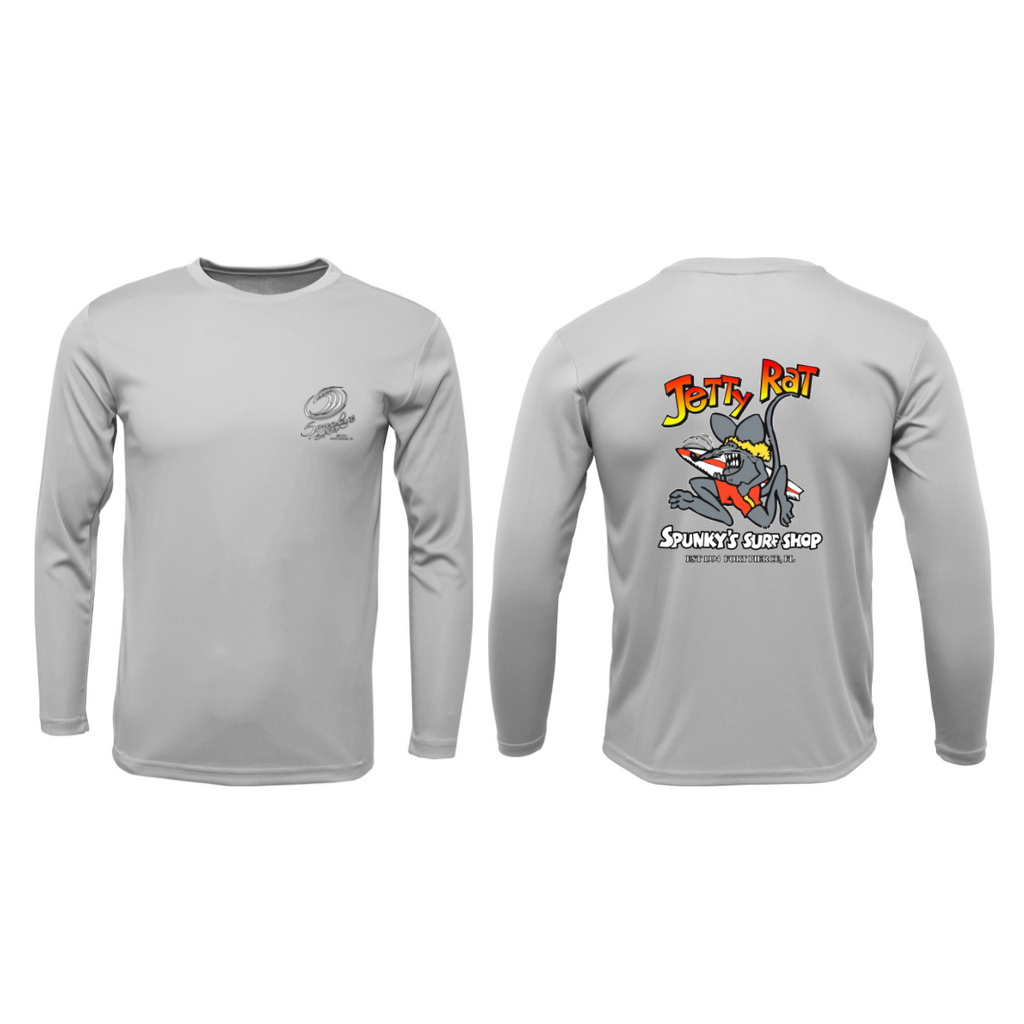 Spunky's - Performance Long Sleeve - Jetty Rat - Men - UPF 50-Performance T-Shirts-Spunky's-S-Silver-Spunkys Surf Shop LLC