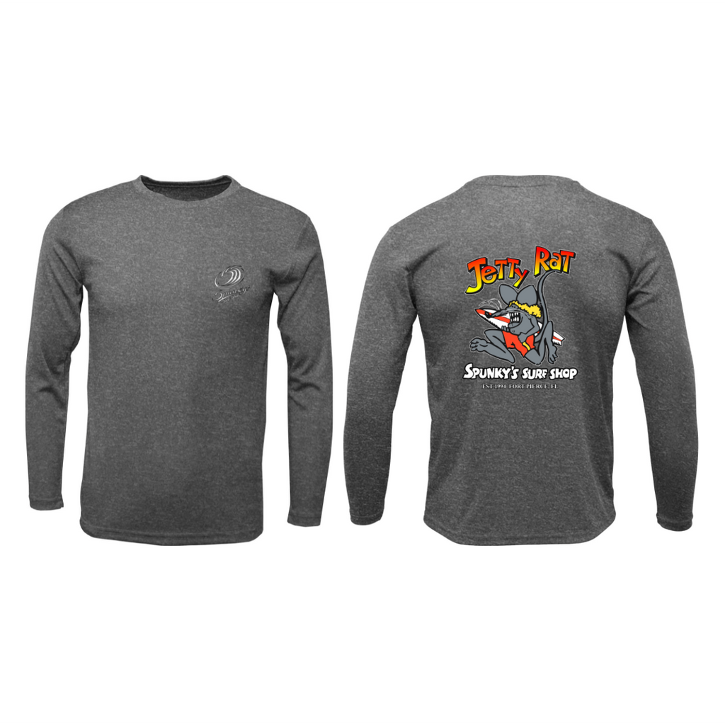 Spunky's - Performance Long Sleeve - Jetty Rat - Men - UPF 50-Performance T-Shirts-Spunky's-S-Heather Grey-Spunkys Surf Shop LLC