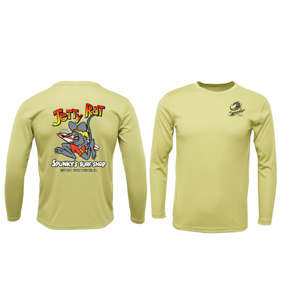 Spunky's - Performance Long Sleeve - Jetty Rat - Men - UPF 50-Performance T-Shirts-Spunky's-S-Yellow-Spunkys Surf Shop LLC