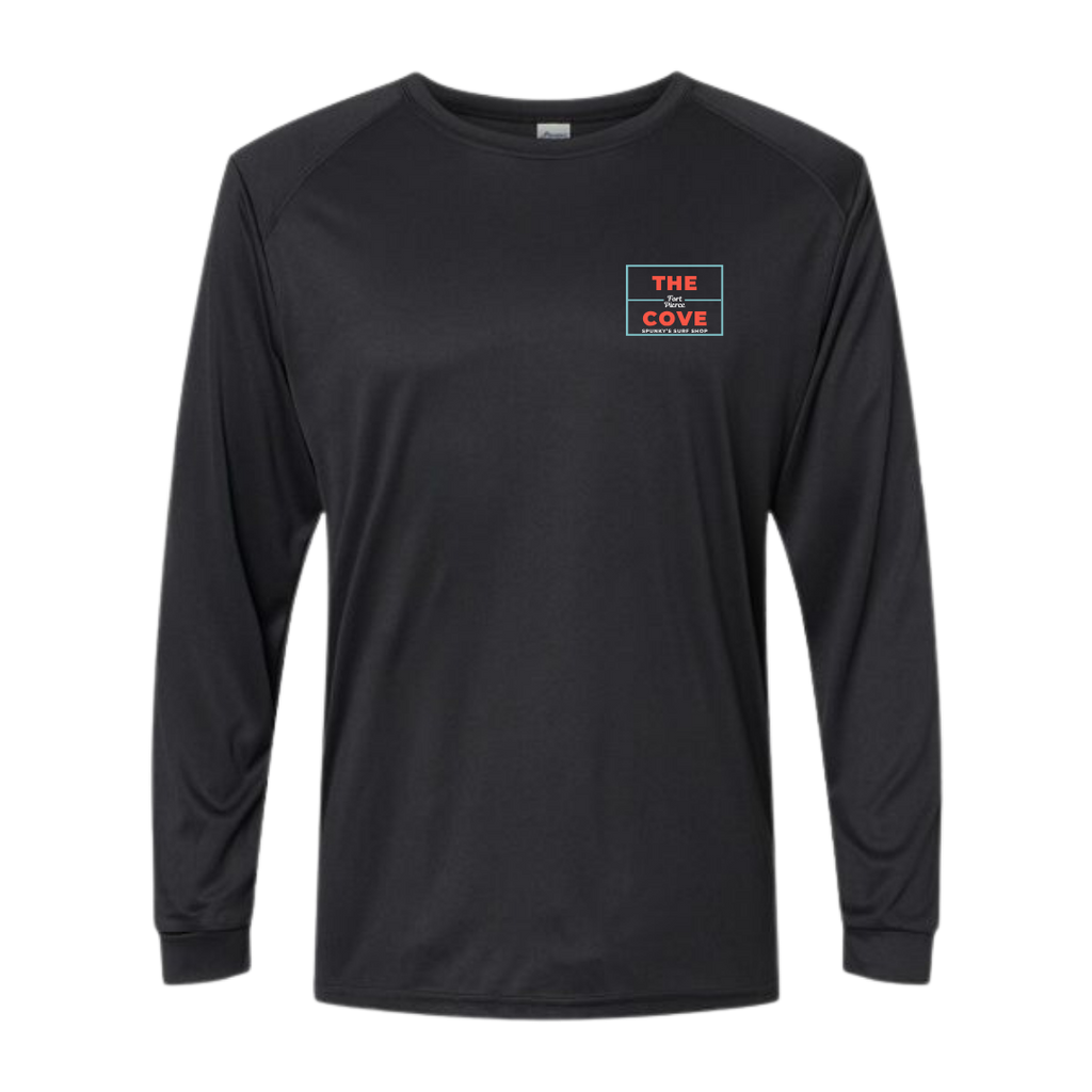 Spunky's - Performance Long Sleeve - The Cove - Unisex - UPF 50-Performance T-Shirts-Spunky's-S-Navy & Red Logo-Spunkys Surf Shop LLC