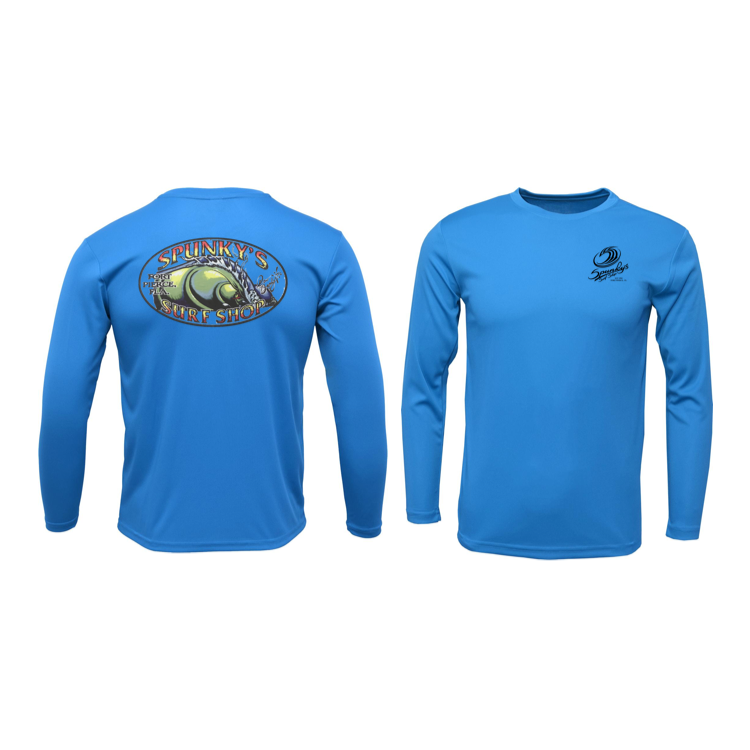 Spunky's - Performance Long Sleeve - The Wave - Men - UPF 50-Performance T-Shirts-Spunky's-Cool Blue-S-Men-Spunkys Surf Shop LLC