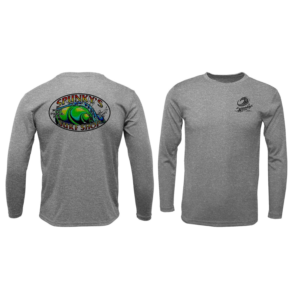 Spunky's - Performance Long Sleeve - The Wave - Men - UPF 50-Performance T-Shirts-Spunky's-Heather Grey-S-Men-Spunkys Surf Shop LLC