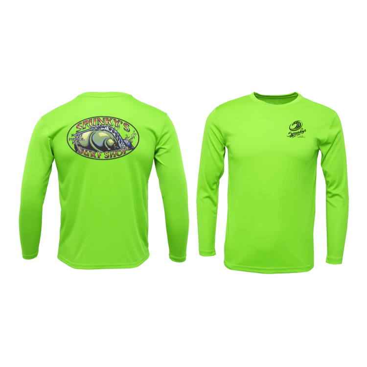 Spunky's - Performance Long Sleeve - The Wave - Men - UPF 50-Performance T-Shirts-Spunky's-Lime-S-Men-Spunkys Surf Shop LLC