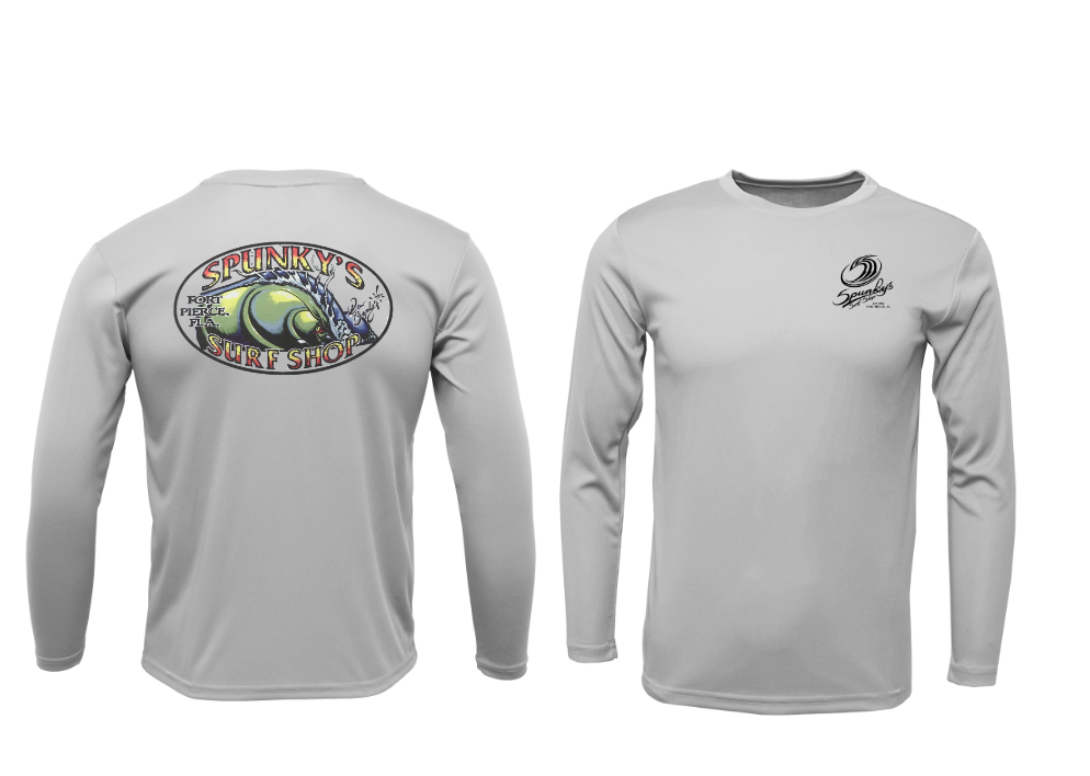 Spunky's - Performance Long Sleeve - The Wave - Men - UPF 50-Performance T-Shirts-Spunky's-Silver-S-Men-Spunkys Surf Shop LLC