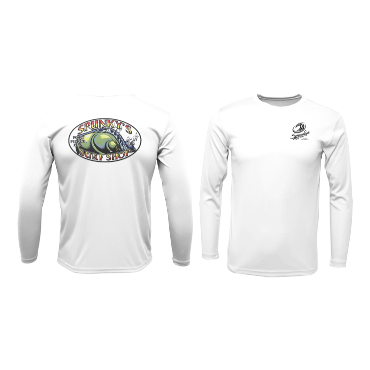 Spunky's - Performance Long Sleeve - The Wave - Men - UPF 50-Performance T-Shirts-Spunky's-White-S-Men-Spunkys Surf Shop LLC