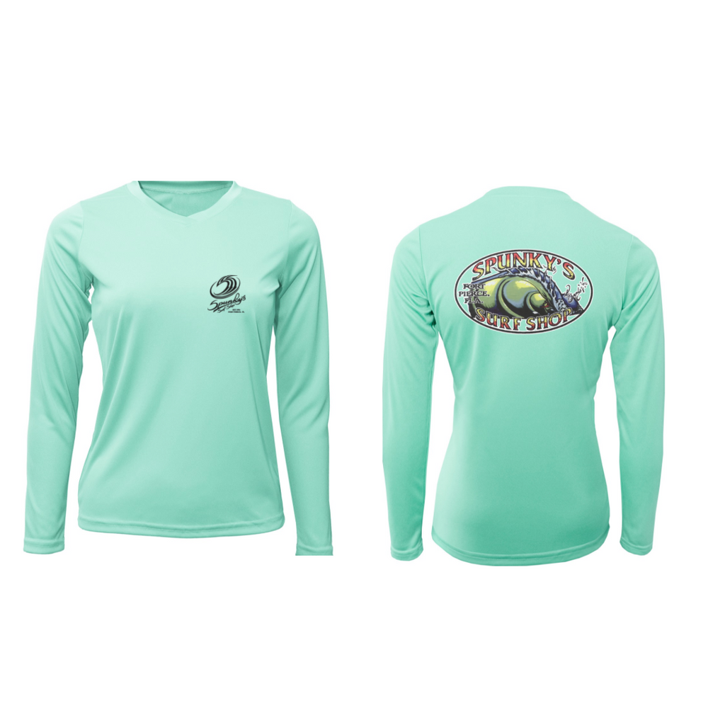 Spunky's - Performance Long Sleeve - The Wave - Women - UPF 50-Performance T-Shirts-Spunky's-XS-Women-Seafoam-Spunkys Surf Shop LLC