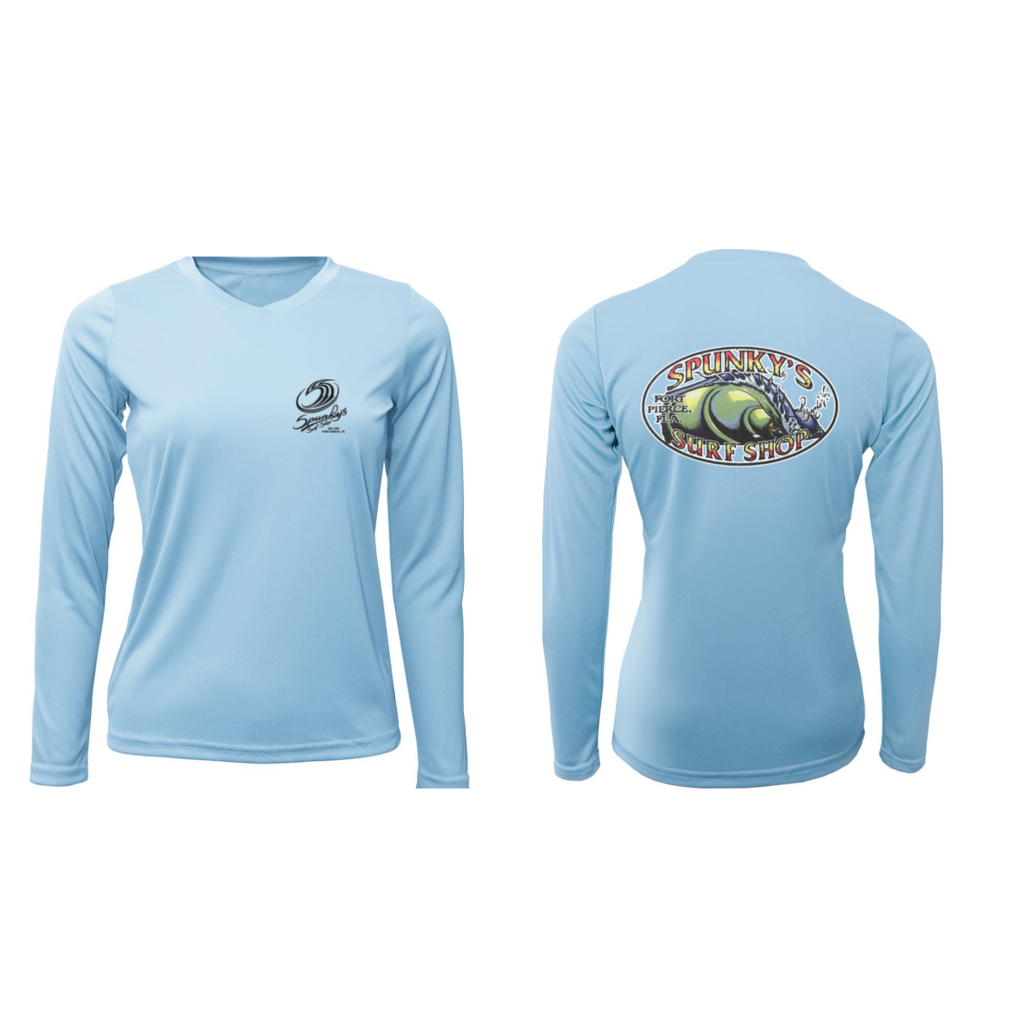 Spunky's - Performance Long Sleeve - The Wave - Women - UPF 50-Performance T-Shirts-Spunky's-XS-Women-Ice Blue-Spunkys Surf Shop LLC