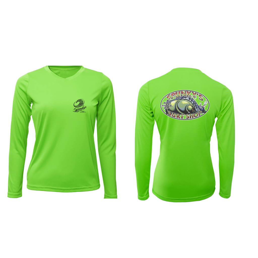Spunky's - Performance Long Sleeve - The Wave - Women - UPF 50-Performance T-Shirts-Spunky's-XS-Women-Lime-Spunkys Surf Shop LLC