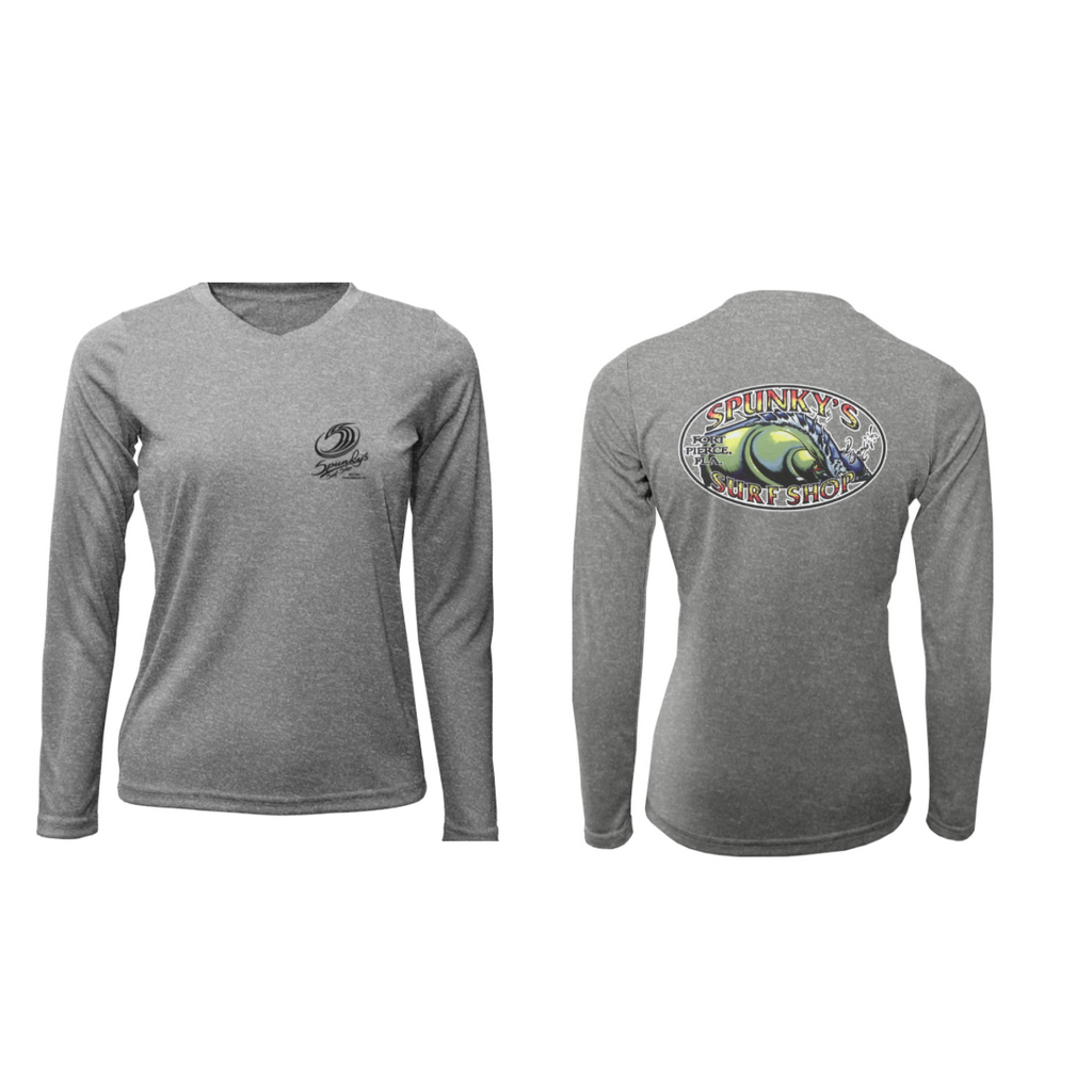 Spunky's - Performance Long Sleeve - The Wave - Women - UPF 50-Performance T-Shirts-Spunky's-XS-Women-Heather Grey-Spunkys Surf Shop LLC