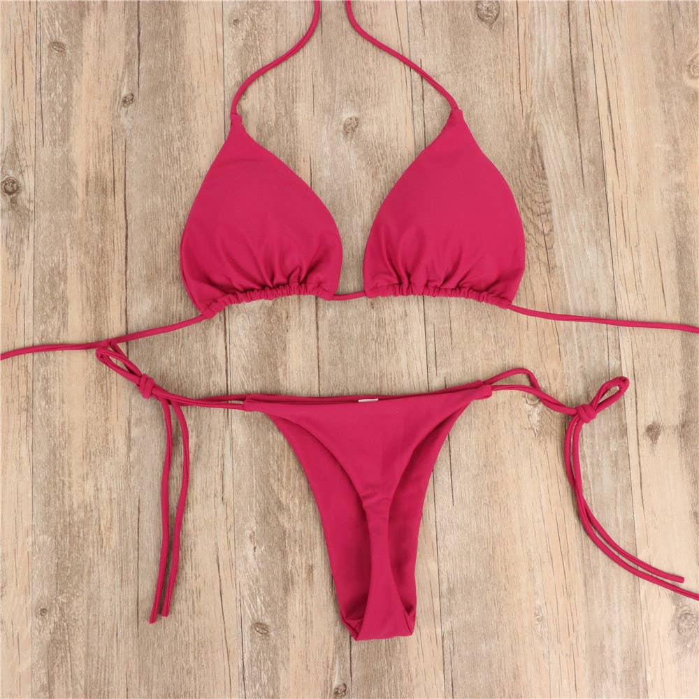 Spunky's - Solid Red Wine String Bikini Bottom - Swim Bottom - Women-Swim Bottoms-Spunky's-Wine red-S-Spunkys Surf Shop LLC