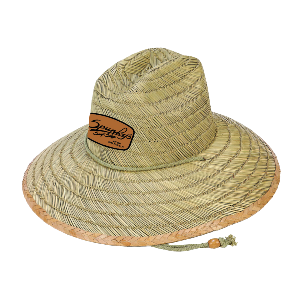 Spunky's - Straw Hat - Rectangle Leather Patch-Hats-Spunky's-Natural-Brown Leather-Spunkys Surf Shop LLC