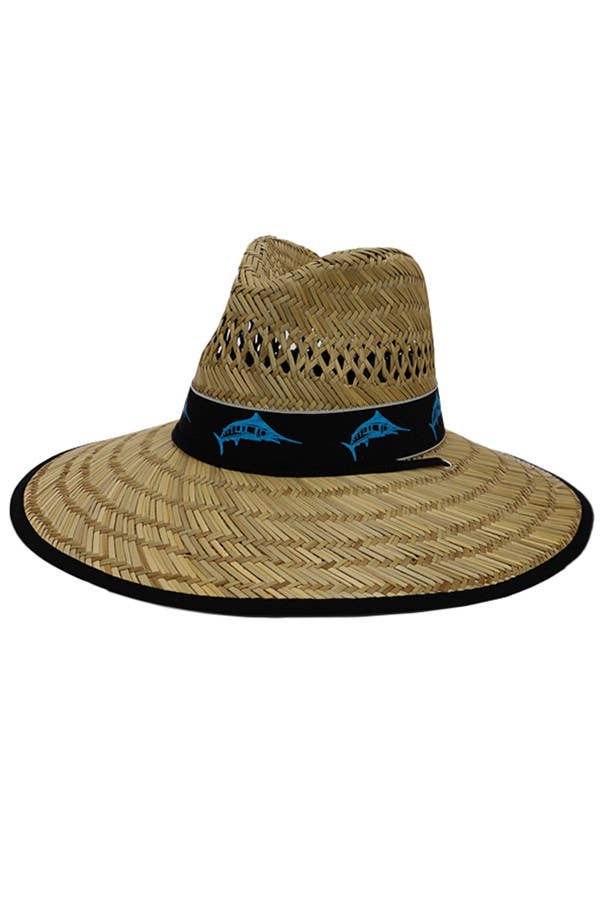 Spunky's Surf Shop - Blue Marlin Straw Lifeguard Hat-Hats-Spunky's-Spunkys Surf Shop LLC