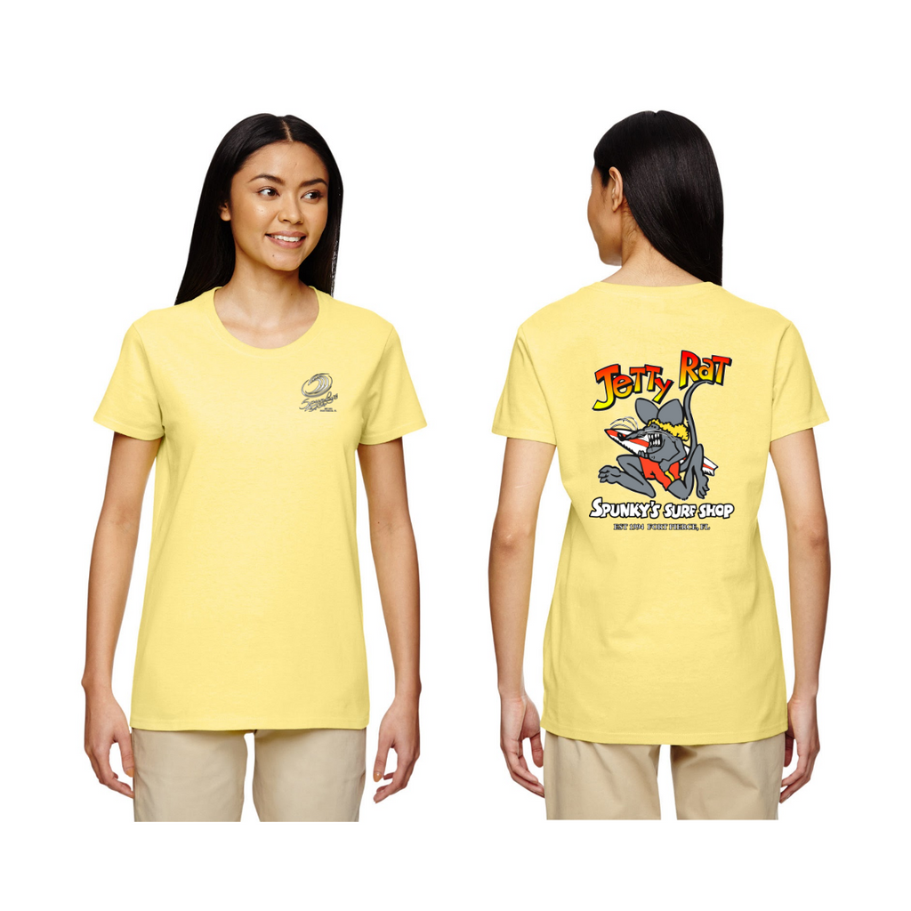 Spunky's - T-Shirt - Jetty Rat - Womens-T-Shirts-Spunky's-XS-Women-Yellow-Spunkys Surf Shop LLC