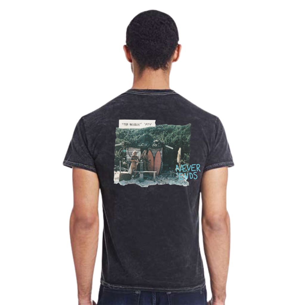 Spunky's - T-Shirt - Never Ends - Men-T-Shirts-Spunky's-S-Men-Black Mineral Wash & Sea foam Logo-Spunkys Surf Shop LLC