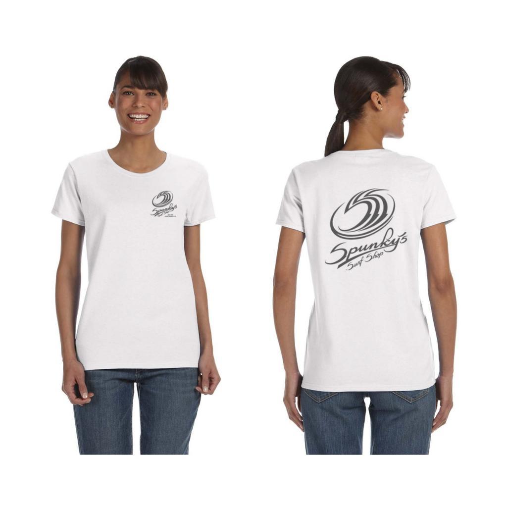 Spunky's - T-Shirt - Sss Logo - Women-T-Shirts-Spunky's-S-Women-White-Spunkys Surf Shop LLC