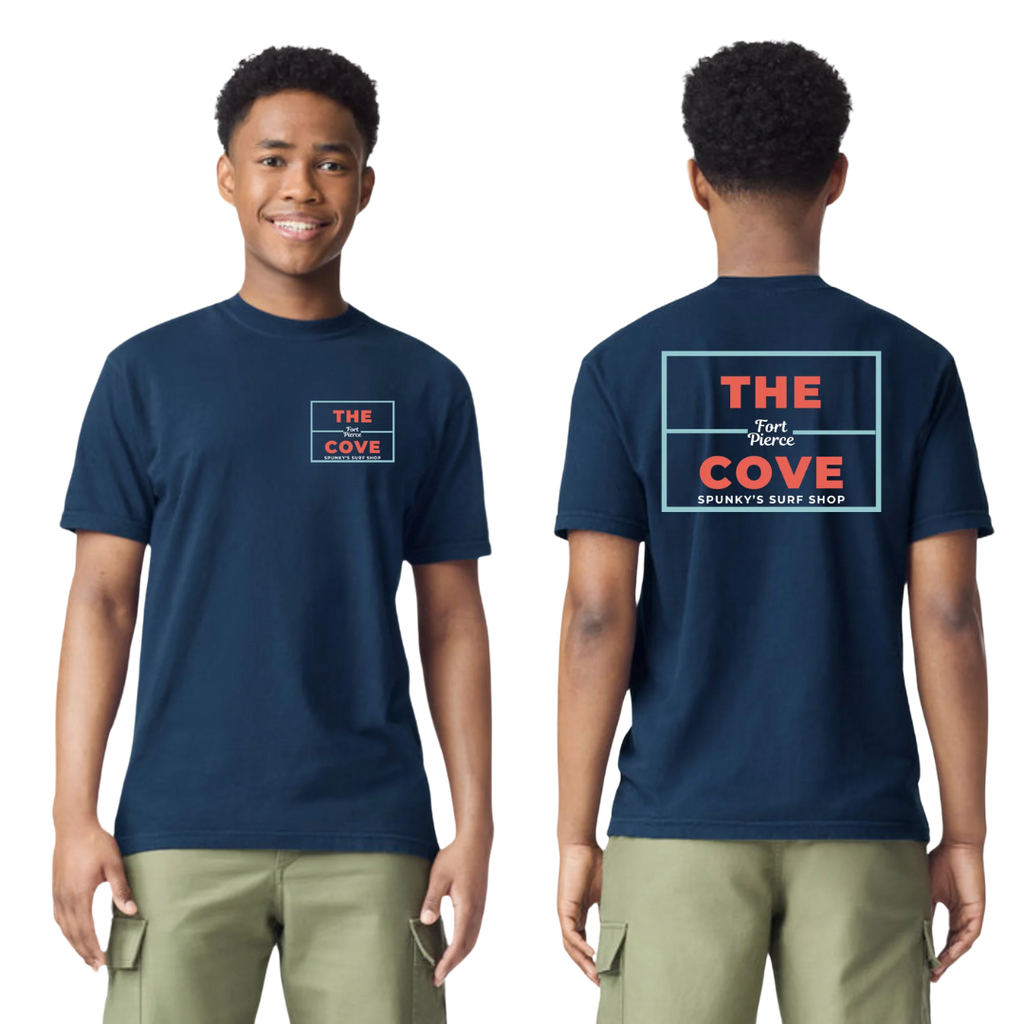 Spunky's - T-Shirt - The Cove - Unisex-T-Shirts-Spunky's-Navy & Red Cove Logo-S-Spunkys Surf Shop LLC