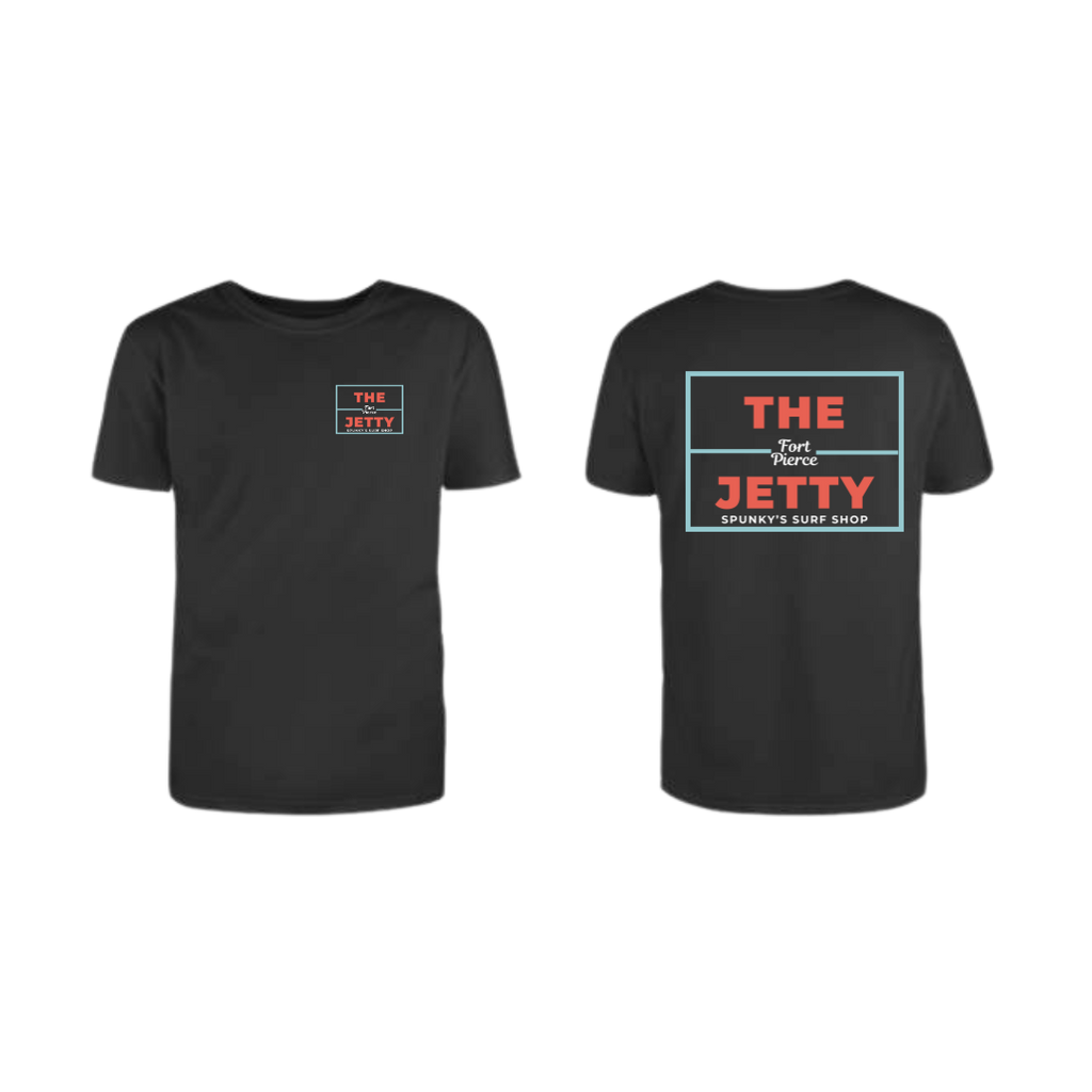 Spunky's - T-Shirt - The Jetty - Unisex-T-Shirts-Spunky's-Black & Red Jetty Logo-S-Spunkys Surf Shop LLC
