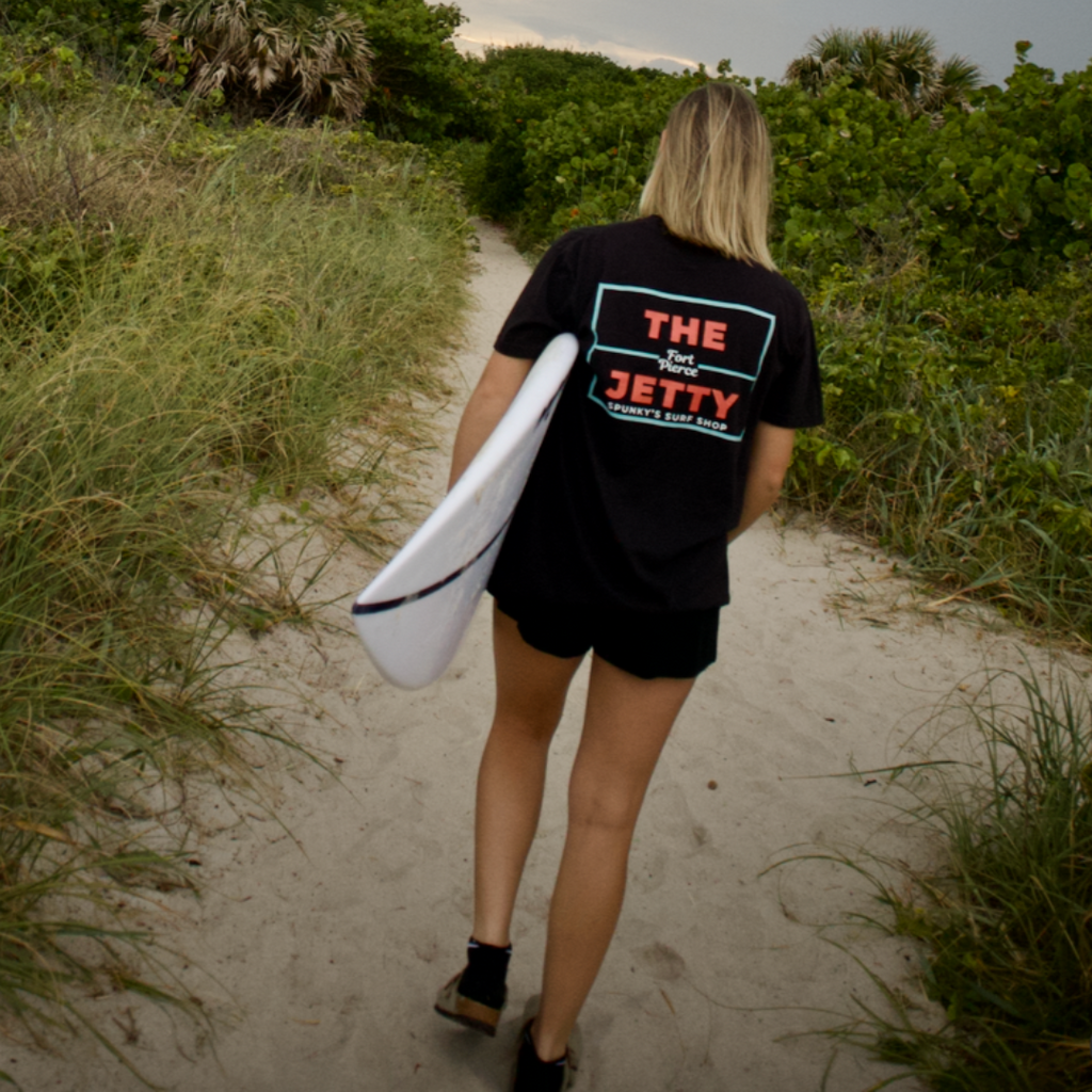Spunky's - T-Shirt - The Jetty - Unisex-T-Shirts-Spunky's-Black & Red Jetty Logo-S-Spunkys Surf Shop LLC