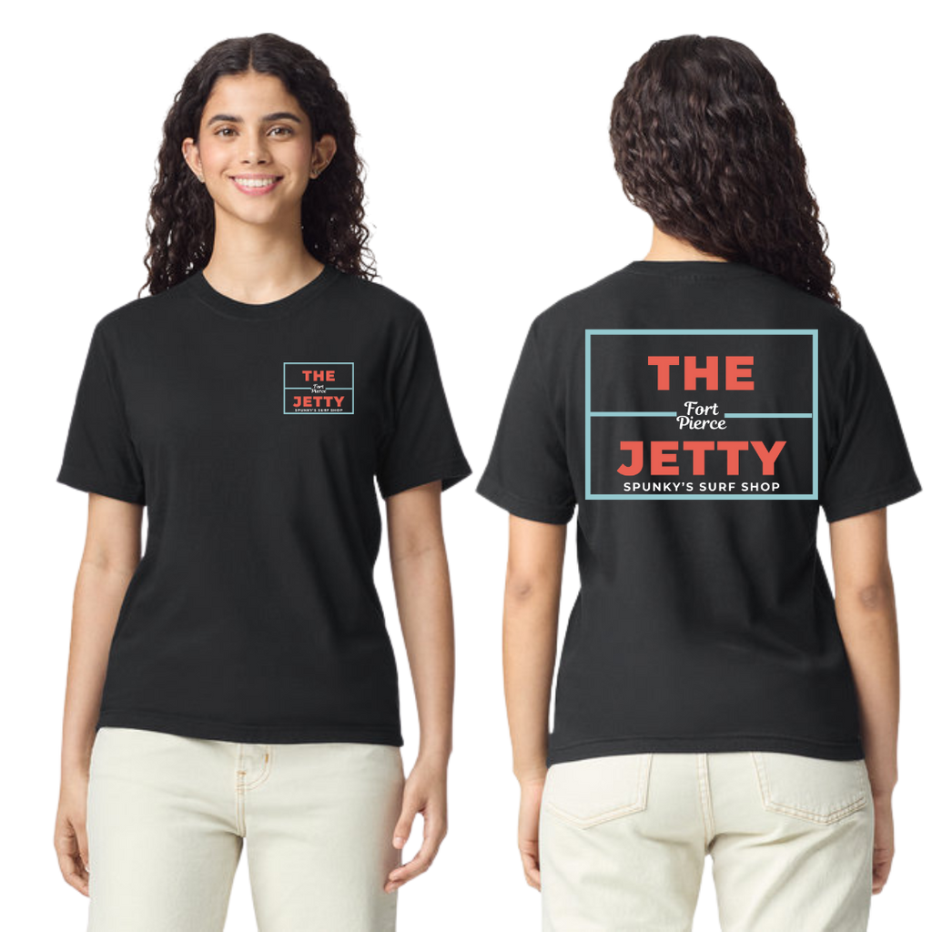 Spunky's - T-Shirt - The Jetty - Unisex-T-Shirts-Spunky's-Black & Red Jetty Logo-S-Spunkys Surf Shop LLC