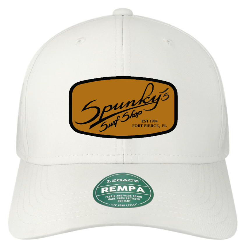 Spunky's - White Performance Adjustable - Hat - Rectangle Leather Patch-Hats-Spunky's-White-Spunkys Surf Shop LLC