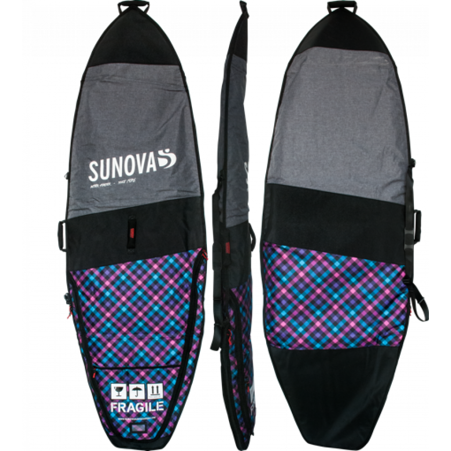 Sunova - Board Bag - Flow, Acid, Soul, Creek - Style A1-Board-Bags-Sunova-7'5"-Black/Silver-Spunkys Surf Shop LLC