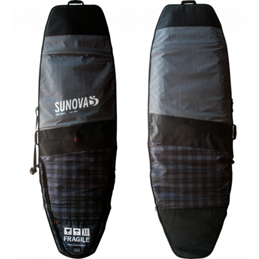 Sunova - Board Bag - Flow, Acid, Soul, Creek - Style A1-Board-Bags-Sunova-7'5"-Black/Silver-Spunkys Surf Shop LLC