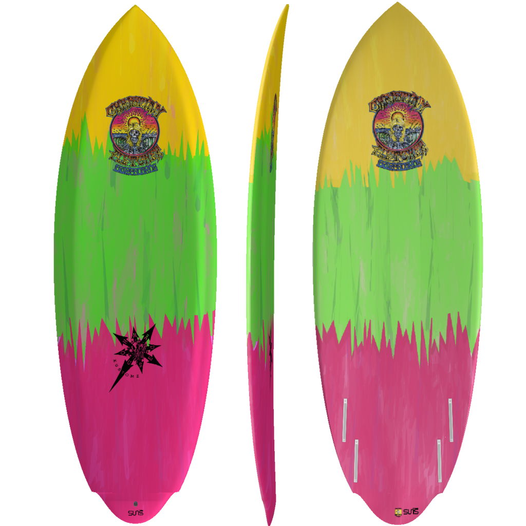 Sunova - Christian Fletcher - Doheny - Suns Tec-Funboards-Sunova-Yellow Green Pink Waves-5'0-Spunkys Surf Shop LLC