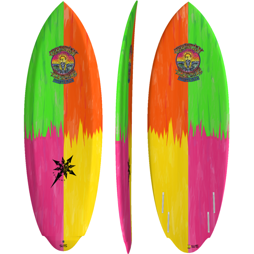 Sunova - Christian Fletcher - Doheny - Suns Tec-Funboards-Sunova-Green Orange Yellow Pink Cubes-5'0-Spunkys Surf Shop LLC