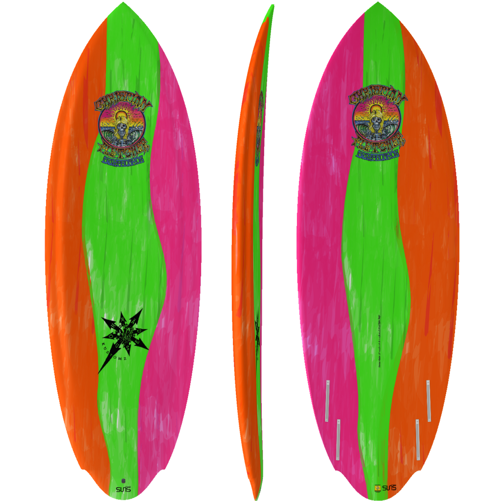 Sunova - Christian Fletcher - Doheny - Suns Tec-Funboards-Sunova-Orange Green Pink Stripes-5'0-Spunkys Surf Shop LLC
