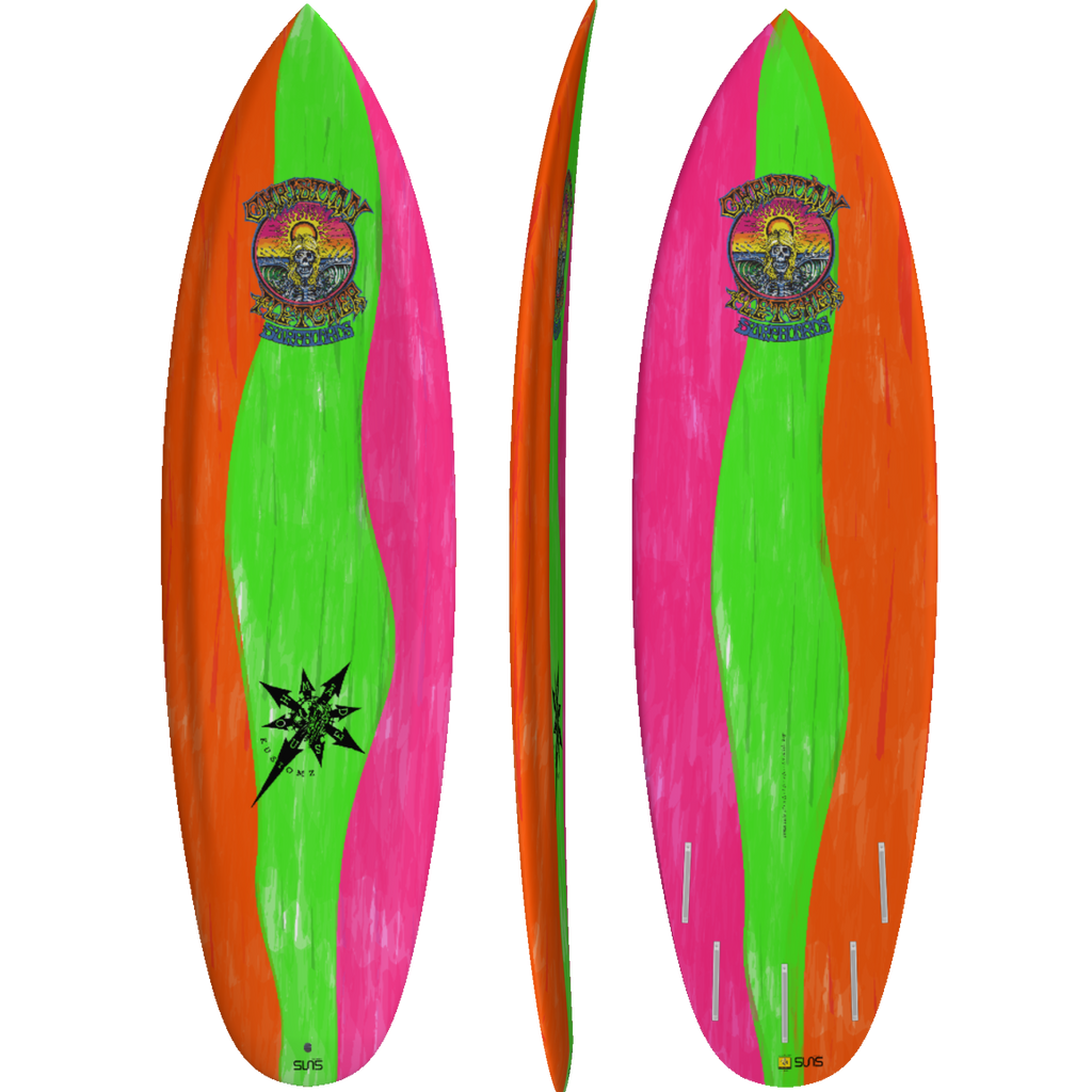 Sunova - Christian Fletcher - Loose Juice - Suns Tec-Shortboards-Sunova-Orange Green & Pink Stripes-5'9"-Spunkys Surf Shop LLC