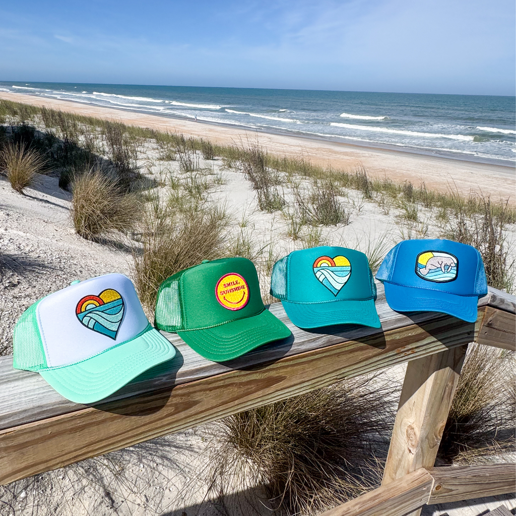 Sunshine State - Smile Sunshine Trucker - Hat - Unisex-Hats-Sunshine State-Kelly Green-Spunkys Surf Shop LLC