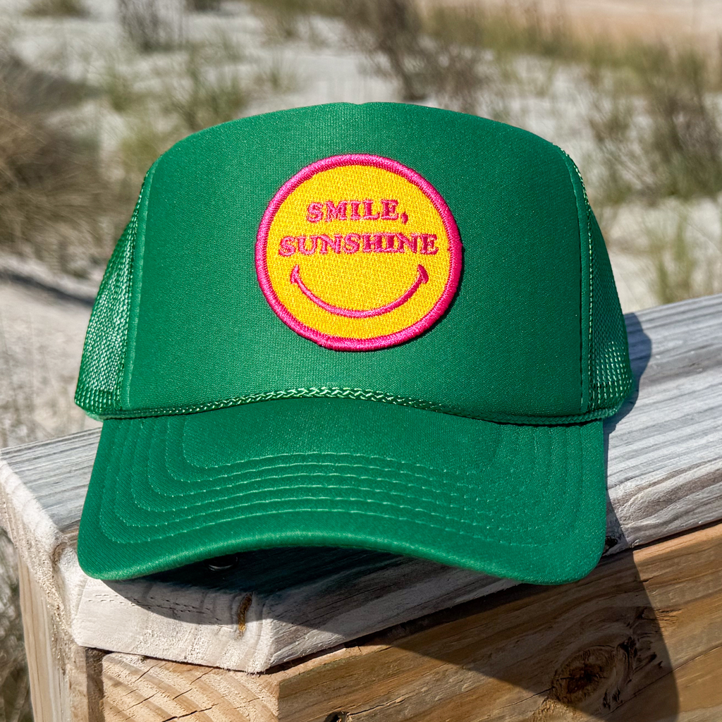 Sunshine State - Smile Sunshine Trucker - Hat - Unisex-Hats-Sunshine State-Kelly Green-Spunkys Surf Shop LLC